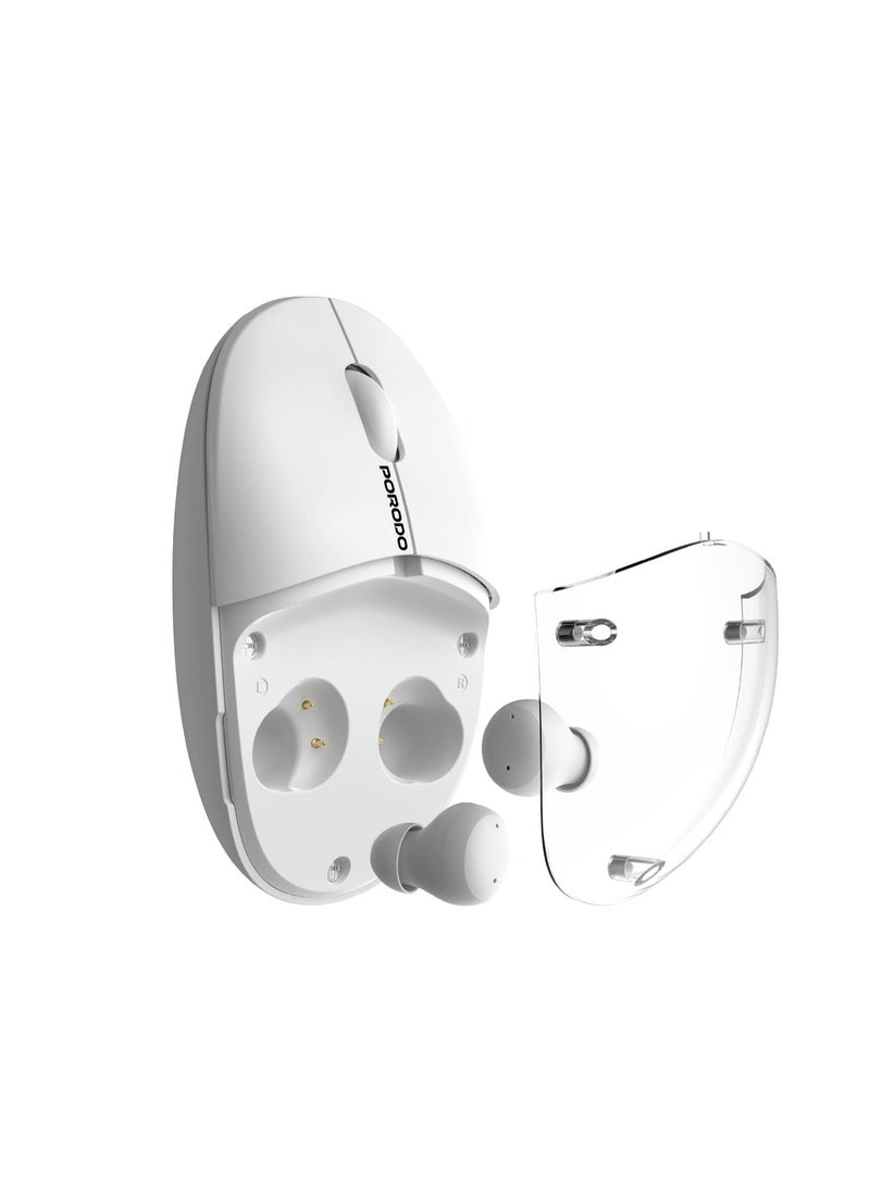 porodo Wireless Mouse & Earbud with Transparent Magnetic Cover, Dual Mode Connectivity, Wireless Mouse with Adjustable DPI Sensitivity, Wireless Earbud with 4H Battery Life - Image 1
